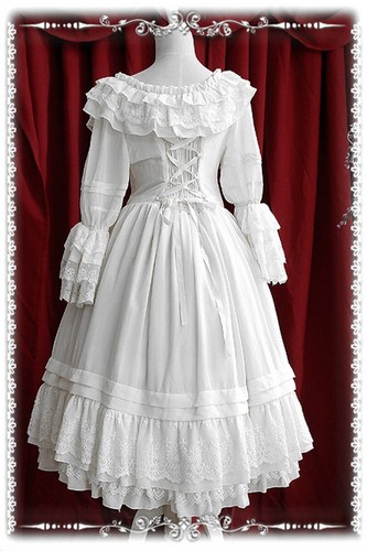 Pre-owned Handmade Custom Made To Order Tiered Vintage Lolita Prom Dress Plus1x-10x(sz16-52)l7 In White