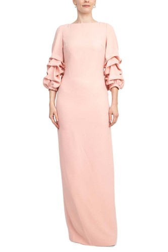 Pre-owned Alberto Makali Crew Neck Gathered 3/4 Sleeve Bodycon Zipper Back Slit Back Scuba In Magenta