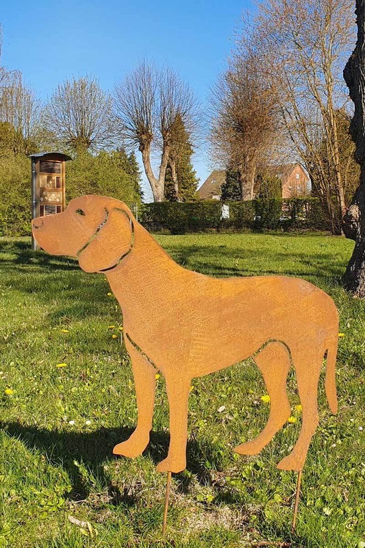 Gartenstecker Hund Tier Metall Rost HÃ¶He: 70cm Gartenfigur Gartendeko Jagdhund