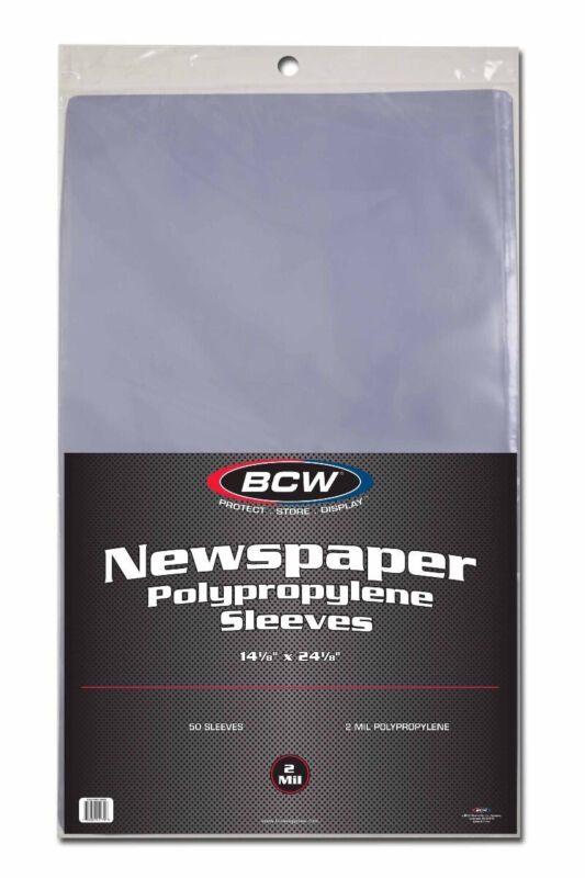 BCW Newspaper Sleeves - 14x24 Crystal Clear, Acid Free, Archival Quality