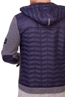 SPIETH &AMP; WENSKY SPIETH&WENSKY TRACHTEN STEPPJACKE HERREN SARGANS NACHTBLAU/GRAU STRICK KAPUZE