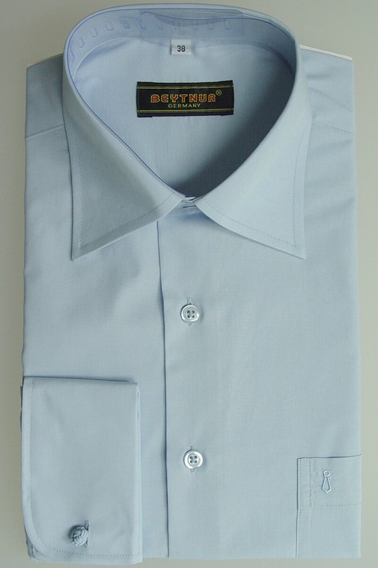 Chemise Homme Col Kent Avec Bouton De Fixation, Bleu Clair Taille 45