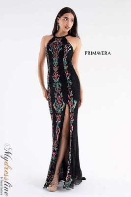 Pre-owned Primavera Couture Primavera 3742 Evening Dress Lowest Price Guarantee Authentic In Black Multi