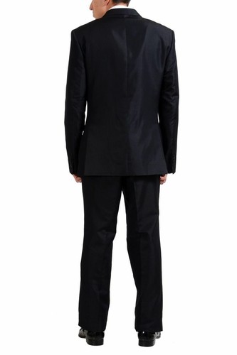 Pre-owned Versace $1620  Silk Wool Black Two Button Men's Suit Us 46 It 56