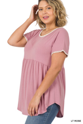 1X 2XL 3XL Women's Sleeveless or Short Sleeve Empire Waist Baby Doll Rayon Top