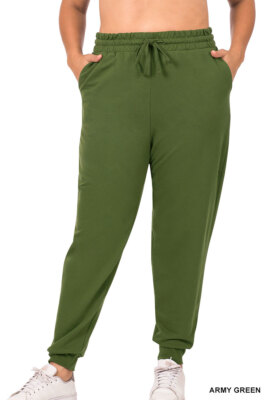 1X 2X 3X Jogger Pants Drawstring Elastic Waist French Terry Sweatpants Pockets