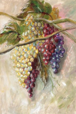 Ceramic Backsplash Tile Mural Fruit Vegetable Kitchen/Bathroom - Grape Flourish