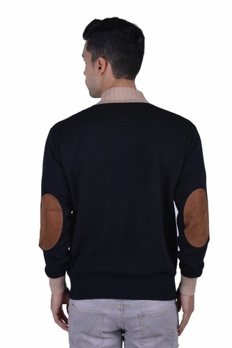 Pre-owned Doriani Men's 100% Cashmere Suede Trimmed Full Zip Sweater M L Xl 2xl 3xl 4xl In Black
