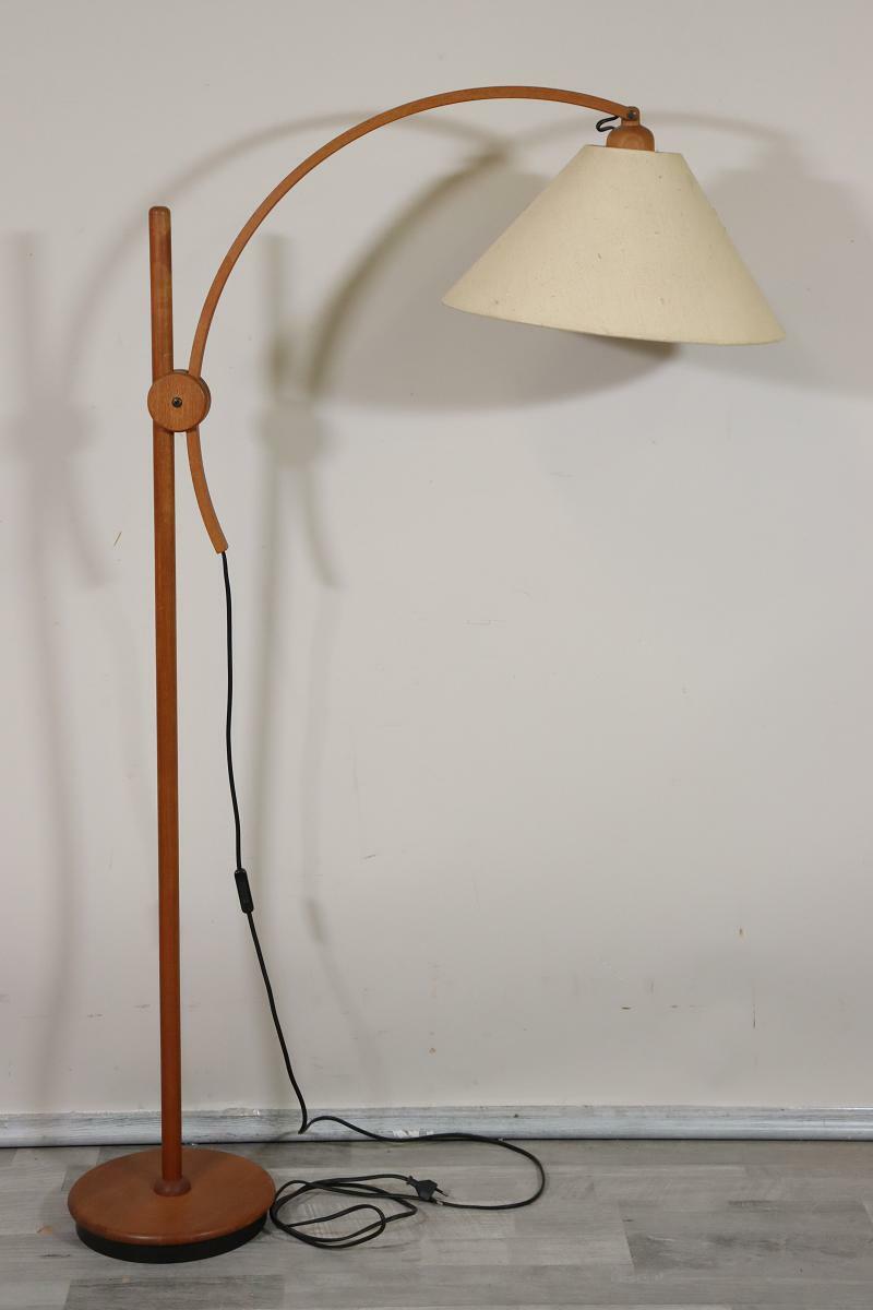 Stehlampe Bogenlampe Holz Leinenschirm Domus 1960er 70er Jahre Mo1751 Kupit Na Ebay De Iz Germanii