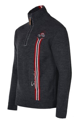 PIZ PALÜ PIZ PALÜ STRICKPULLOVER HERREN PULLOVER UTTING GRAU BLAU TROYER ALPIN OUTDOOR