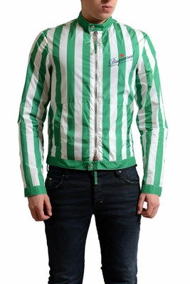 Dsquared2 Men's Multi-Color Striped Full Zip Windbreaker Jacket US 2XS XS