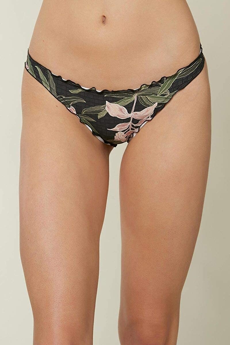 O'Neill Women's 259895 Juniors' Jada Printed Lettuce-Edge Bikini Bottoms Size M