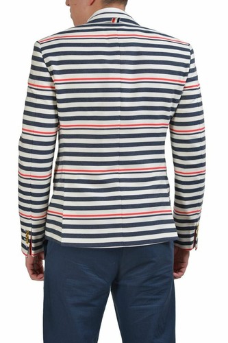 Pre-owned Thom Brownie Wool Multi-color Striped Three Buttons Blazer  Sz 2 3 In Multicolor