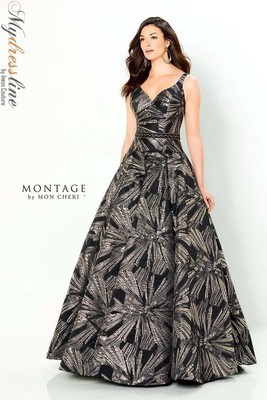 Pre-owned Mon Cheri Montage 220953 Evening Dress Lowest Price Guarantee Authentic In Blk/ant Gold