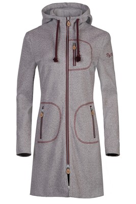 PIZ PALÜ PIZ PALÜ MANTEL DAMEN ABTSWIND GREIGE/BEERE STRICKFLEECE KAPUZE FISCHGRAT JACKE