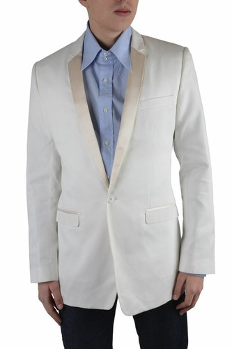 Pre-owned Dolce & Gabbana "gold" Men's White Silk One Button Blazer Size Us 36 It 46