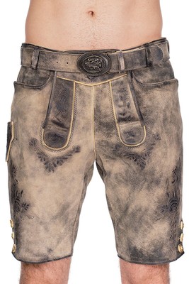 MADDOX MADDOX TRACHTEN LEDERHOSE HERREN KURZ HOPFENSEE BEIGE ANTIK ZIEGENVELOURS GÜRTEL