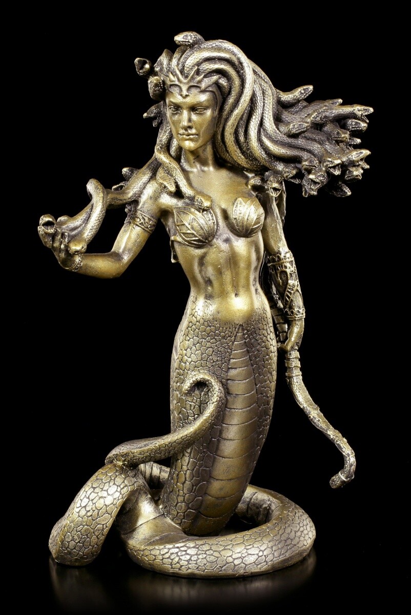Medusa Figur - Stehend mit Bogen - Göttin Mythologie griechisch Schlangen Körper