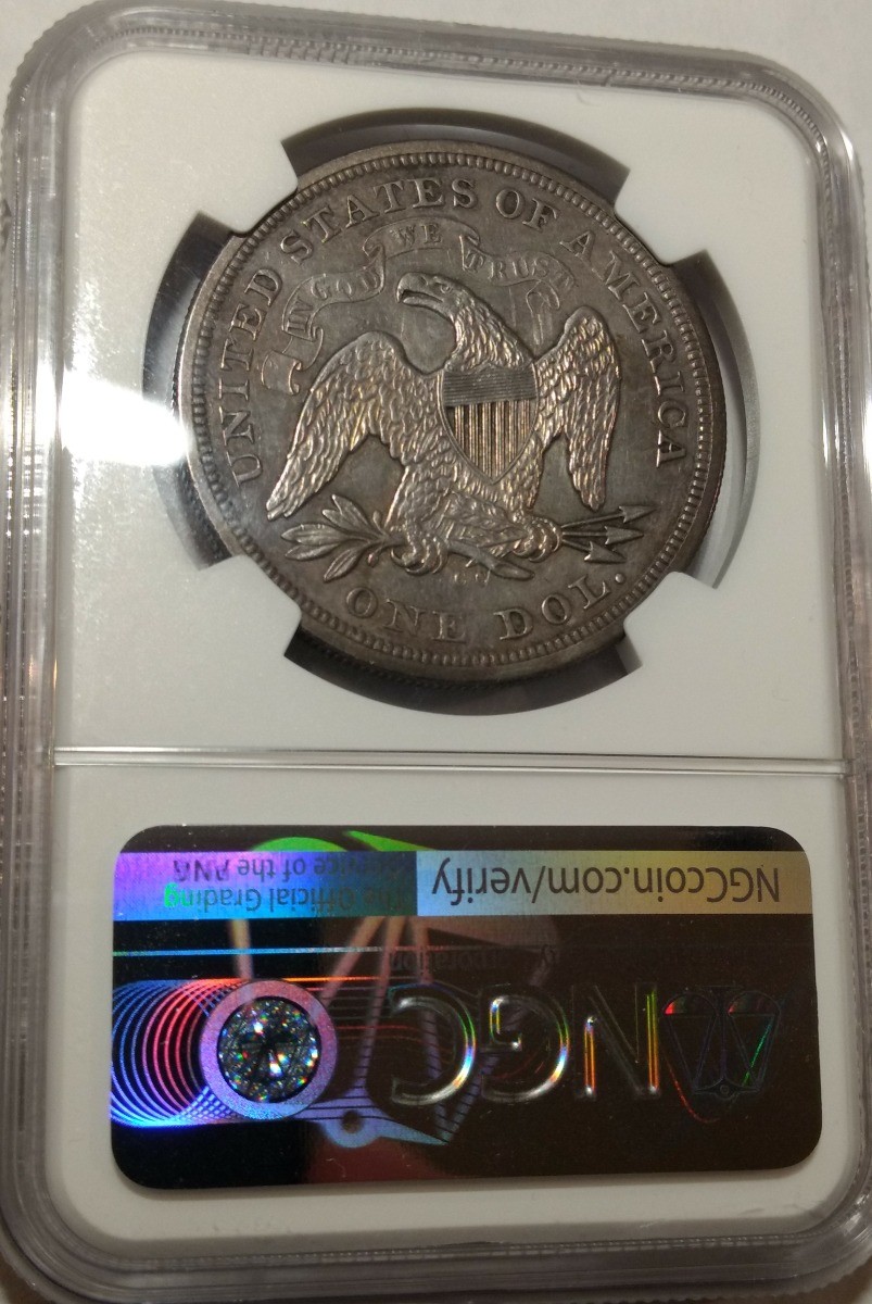 1870-CC Seated Liberty Silver Dollar. NGC AU details. LOW mintage Carson City.
