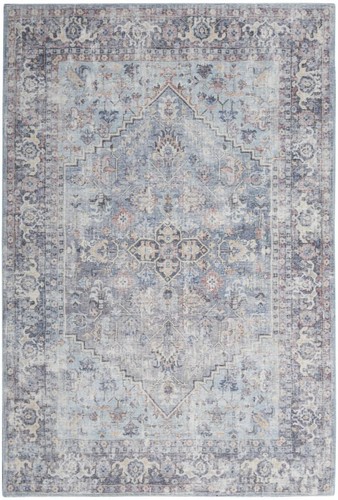 4 X 6 Светло-Серых и Голубых ковриков Oriental Power Loom, которые можно стирать в стиральной машине