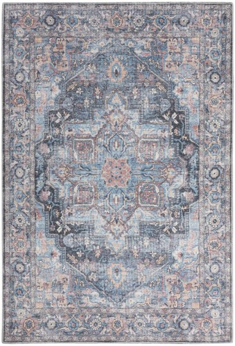 4 X 6 Светло-голубых ковриков Oriental Power Loom, которые можно стирать в стиральной машине