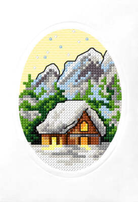 Orchidea Complete counted cross stitch kit - greetings card Winter Landscape ...