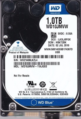 WD10JMVW-11AJGS3 dcm: HBKT2BK s/n: WX21A6 JUL/ 2016 1TB USB 3.0 WESTERN DIGITAL