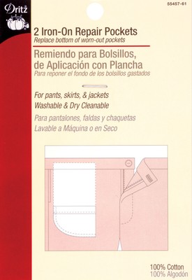 Dritz 55457 Iron-On Pockets 6-1/2''X4'' 2/Pkg-White (3Pk)
