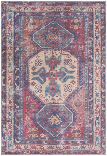 4 X 6 Красных и Темно-Синих ковриков Oriental Power Loom, которые можно стирать в стиральной машине