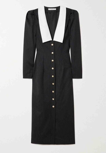 Pre-owned Handmade Custom Made To Order Long Sleeve Striped V-neck Pencil Dress Plus1x-10x L882 In Black