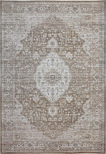 Бежевый ковер Oriental Power Loom размером 5 X 8 дюймов, устойчивый к повреждениям и пятнам.