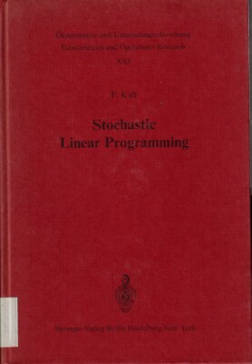 Stochastic Linear Programming By Kall, P. 