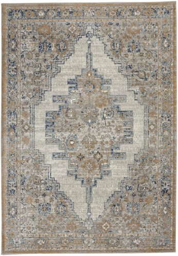 Нескользящий Коврик Oriental Power Loom Размером 4 X 6 Дюймов Серого и Светло-Голубого Цветов