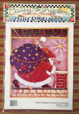 Vintage 1990 MARY ENGELBREIT Daisy Kingdom Iron-On Transfer BELIEVE 6531