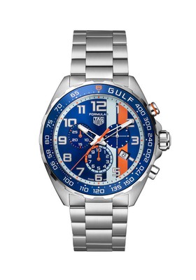 Pre-owned Tag Heuer Formula 1 Gulf Edition Blue Dial Mens Watch 43 Caz101at.ba0842