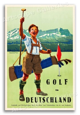 Golf in Germany 1920s VIntage Style European Travel Poster - 20x30