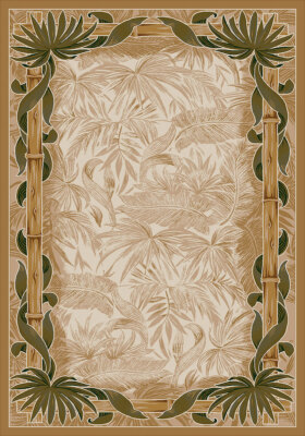 5x8 Milliken Montego Linen Tropical Palmetto Area Rug - Approx 5'4''x7'8''