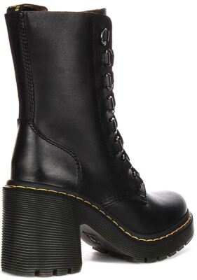 Pre-owned Dr. Martens Dr Martens Combat Lace Up Chesney Flared Heel Womens Boots Black Us 5 - 9