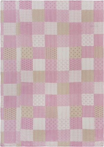 Бледно-розовое лоскутное одеяло Kantha из хлопка в стиле пэчворк размером 70 X 50 см с вышивкой