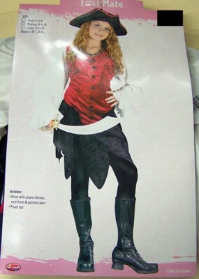 FUN WORLD FIRST MATE PIRATE CHILD HALLOWEEN COSTUME MEDIUM 8 - 10 RED BLACK VLVT