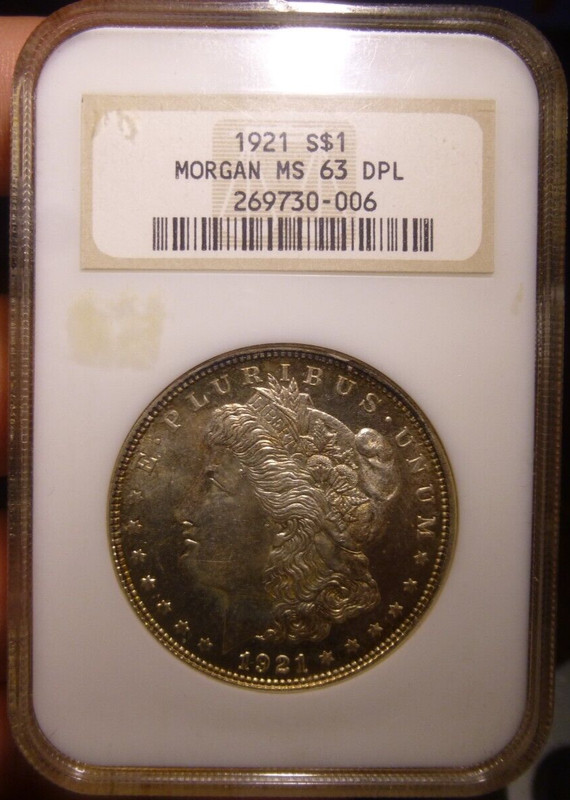 1921 MORGAN DOLLAR NGC MS63 DMPL DPL old Holder