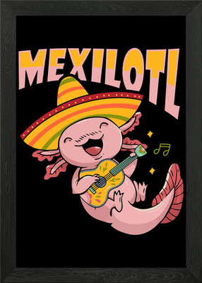 Axolotl Mexican Mexico Framed Wall Art Poster Canvas Print Picture