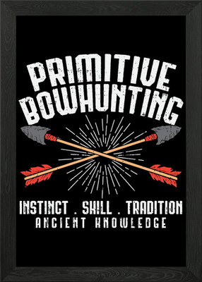 Primitive Bowhunting Ances Framed Wall Art Poster Canvas Print Picture
