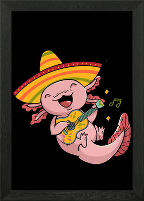 Axolotl Mexican Framed Wall Art Poster Canvas Print Picture