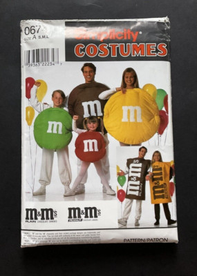 Simplicity Costumes Pattern for M&M's Plain & Peanut 0674 Size A -S, M, L - 1996