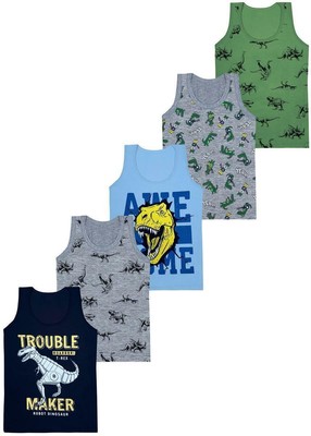 5 Jungen Unterhemden Baumwolle Tank Top Kinder Knaben Unterhemd Shirt 92-146