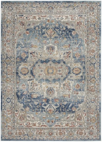 Нескользящий коврик Oriental Power Loom размером 5 X 7 дюймов цвета слоновой Кости и синего цвета
