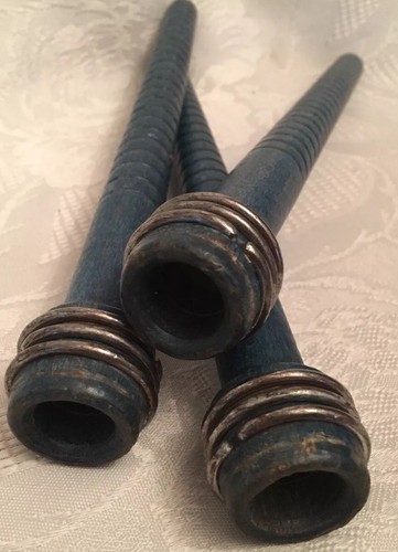 Set Of 3 Vintage Spindle Spools Blue 8 1/2 X 1