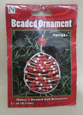 Nicole Crafts Beaded Ornament kit Red & White Beaded Ball Ornament New