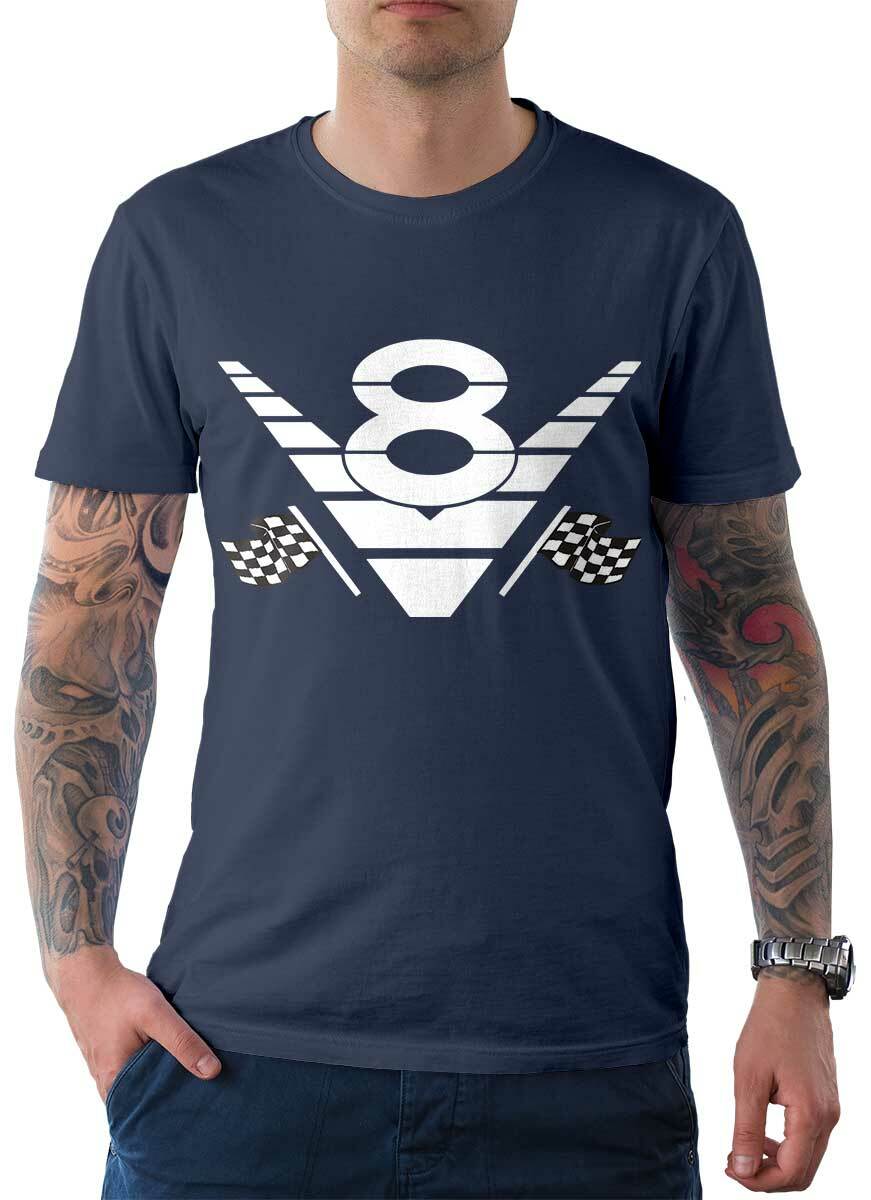 Herren TShirt Tee Rebel On Wheels V8 Racing